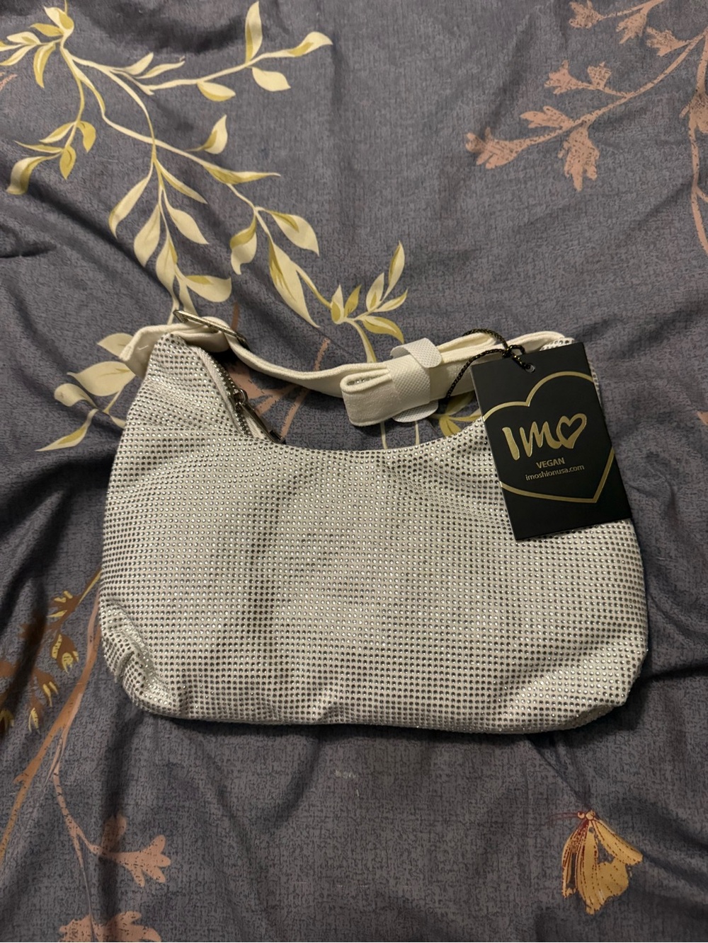 Vegan White Textured Shoulder Bag